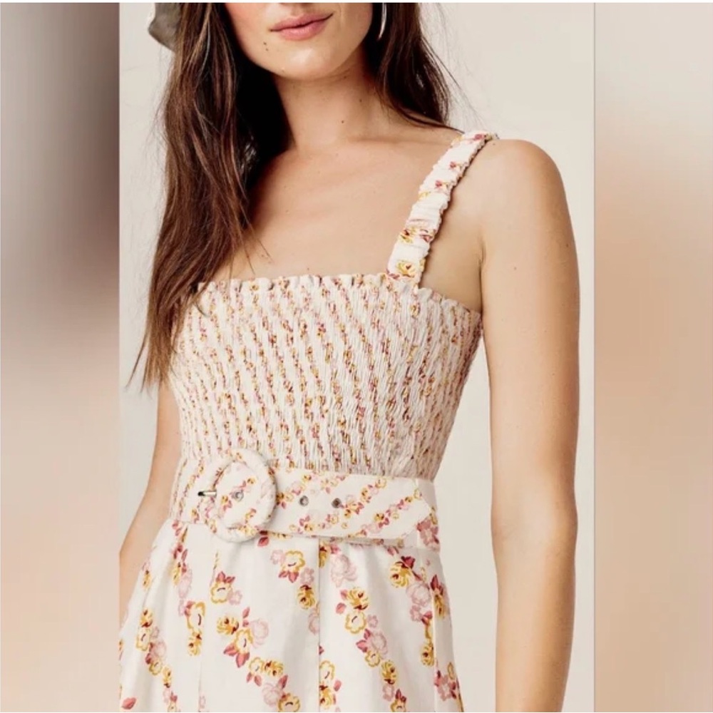 For Love & Lemons Georgia Smocked Mini Dress. Size Medium.